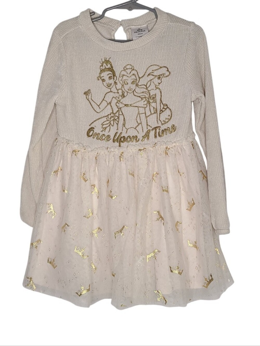 Disney Princess Once Upon a Time Gold Foil Tulle Dress Long Sleeve